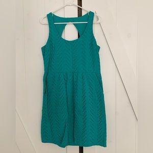 Loft eyelet dress - teal/green